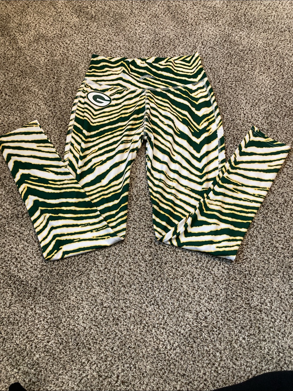 Women’s Green & Gold Zebra Print Leggings Greenbay Packers